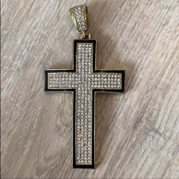 Cross gold and silver rhinestone thick Cuban